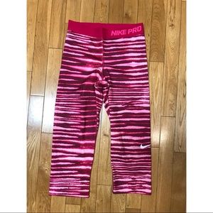 Nike Pro Pink Zebra Knee-Length Legging